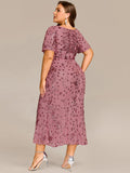 Round Neck Sequin Mermaid Formal Dress in Orchid