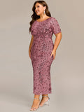 Round Neck Sequin Mermaid Formal Dress in Orchid