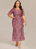 Round Neck Sequin Mermaid Formal Dress in Orchid