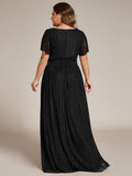 Shimmery Pleat Gown in Black