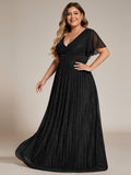 Shimmery Pleat Gown in Black