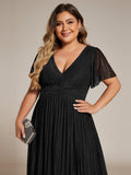 Shimmery Pleat Gown in Black