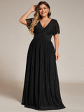 Shimmery Pleat Gown in Black
