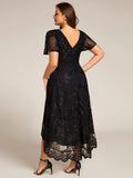 Lace Embroidered Hi Lo Formal Dress