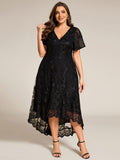Lace Embroidered Hi Lo Formal Dress