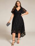 Lace Embroidered Hi Lo Formal Dress