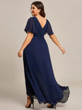 Ruffle Chiffon Short Sleeve Gown