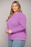 Embossed Puff Sleeve Sweater in Lavender
