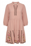 Dusty Rose Embroidered Tiered Dress