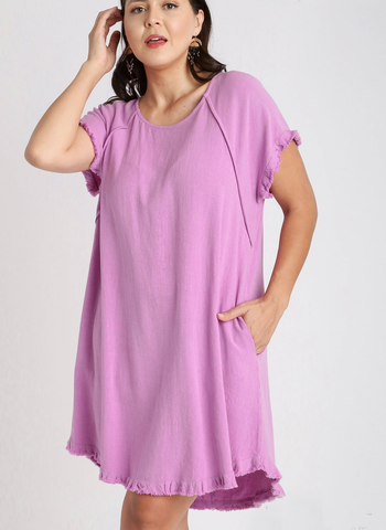 Linen Scoop Dress in Lavender