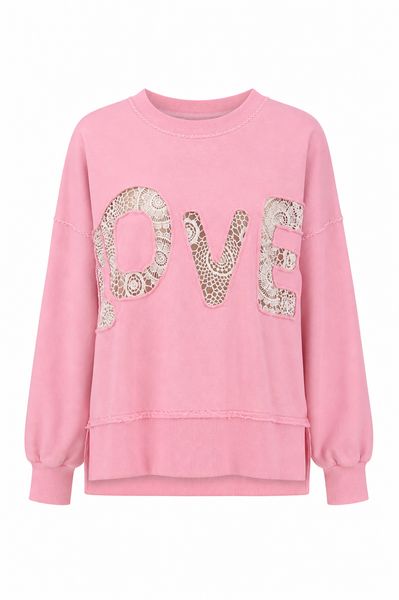 Crochet Lace Love Top in Pink