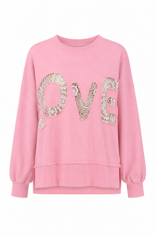 Crochet Lace Love Top in Pink