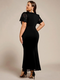 Satin Fitted Mermaid Gown in Black