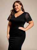 Satin Fitted Mermaid Gown in Black