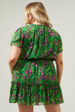 Green with Pink Floral Dress