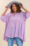 Light Tiered Button Up Top in Lavender