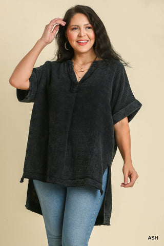 Mineral Wash Cotton Tunic in Ash