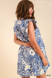 Blue Mixed Print Cotton Dress