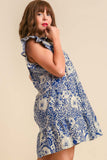 Blue Mixed Print Cotton Dress