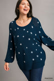 Star Stamp Sweater in Peacock Blue