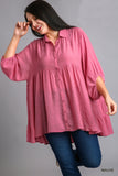 Light Tiered Button Up Top in Mauve