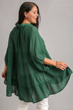 Light Tiered Button Up Top in Hunter Green