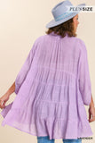 Light Tiered Button Up Top in Lavender