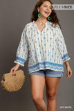 Light Cotton Blue Embroidered Top