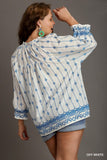Light Cotton Blue Embroidered Top
