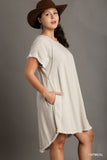 Linen Scoop Dress in Oat