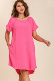 Linen Scoop Dress in Pink