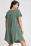 Linen Scoop Dress in Sage