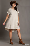 Linen Scoop Dress in Oat