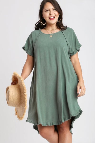 Linen Scoop Dress in Sage