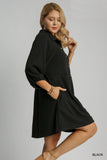 Textured Shirt Dress in Black