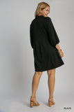 Textured Shirt Dress in Black