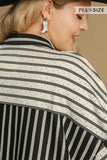 Stripe Blocking Button Up Top