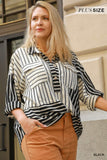 Stripe Blocking Button Up Top