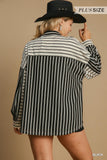 Stripe Blocking Button Up Top