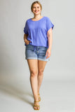 Linen Blend Drawstring Hem Tee