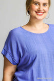 Linen Blend Drawstring Hem Tee