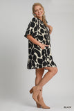 Abstract Black Print Flow Dress