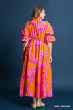 Orange with Pink Florals Midi