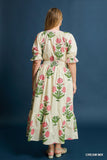 Ivory Cotton  Floral Maxi Dress