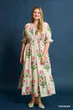 Ivory Cotton  Floral Maxi Dress