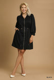 Luxe Drawstring Zip Up Dress