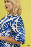 Abstract Print Swing Dress in Blue