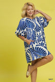 Abstract Print Swing Dress in Blue