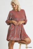 Velvet Burnout Swing Dress in Rose