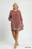 Velvet Burnout Swing Dress in Rose